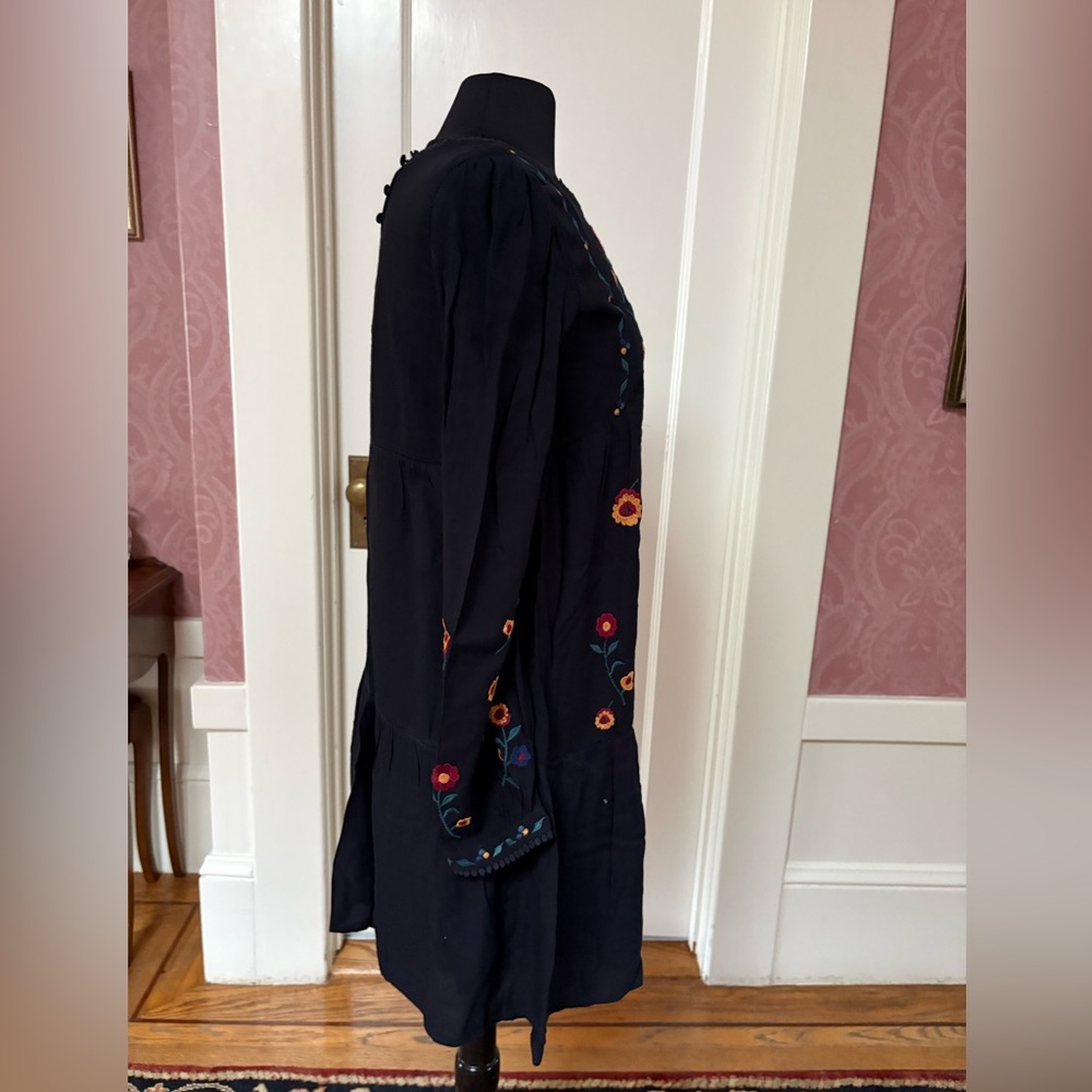 Sézane Black Dress with Colorful Floral Embroidery - Picture 7 of 13